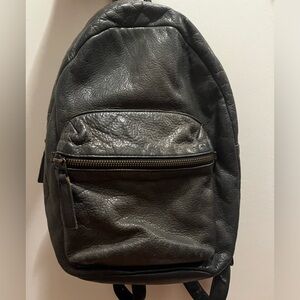 BAGGU Genuine Black Leather Backpack